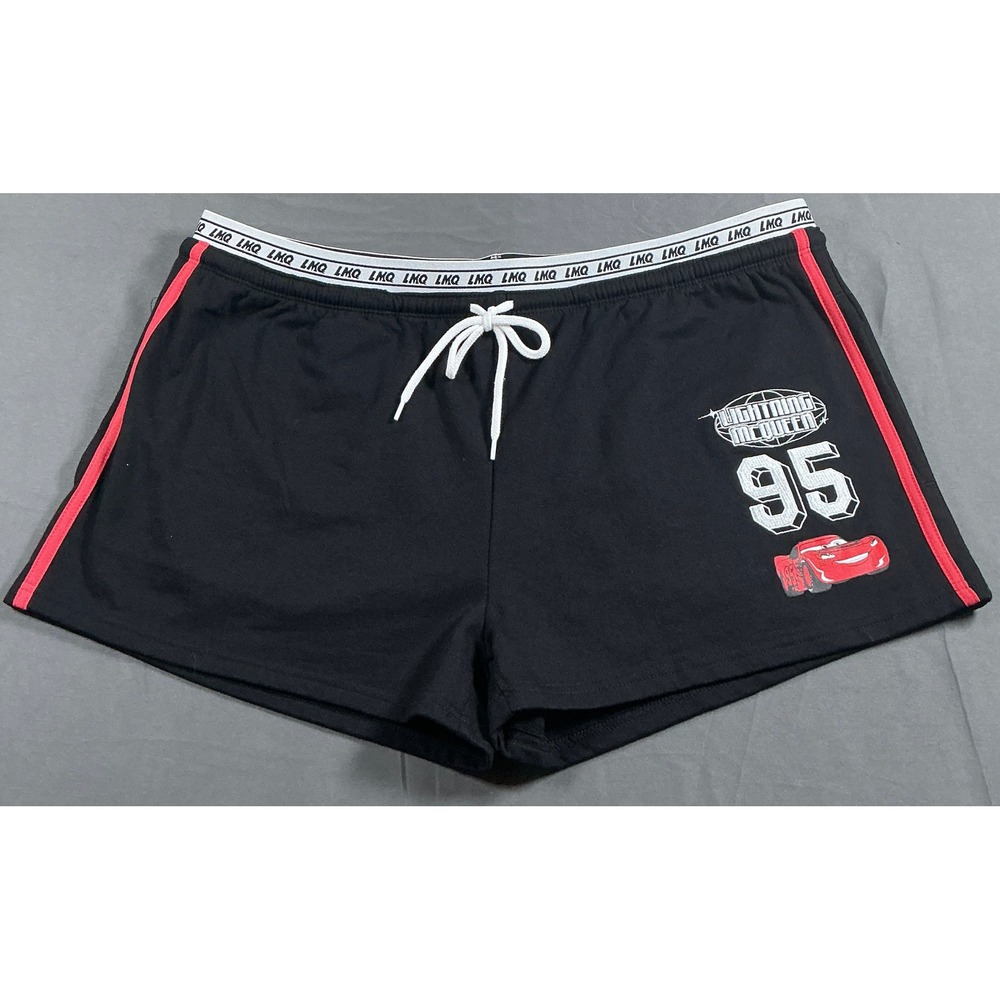 Disney Pixar Cars Lightning McQueen Lounge Shorts Black Red Women XXL 20